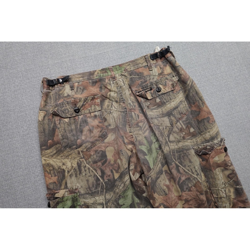 Vintage Camo Cargo Pants Mens 38x32 Brown Adjustable Waist Hunting Woods Baggy